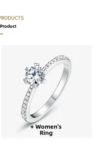 Détail d'une bague femme en argent S925 avec serti six griffes et zircons brillants