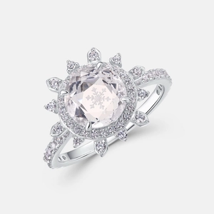 Bague flocon de neige en argent S925 avec grand cristal et motif gravé au laser