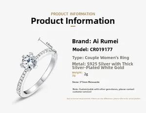 Spécifications de la bague moissanite en argent S925 avec serti à six griffes