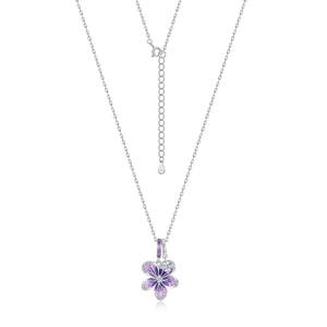 Collier en argent S925 avec pendentif orchidée en émail violet dégradé et oxydes de zirconium