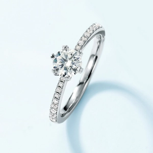 Bague de fiançailles en argent sterling S925 avec pierre moissanite brillante