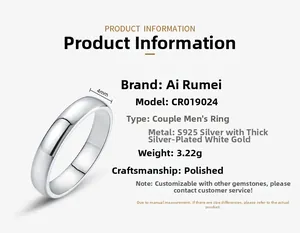 Bague homme en argent sterling S925 poli, largeur 4mm avec finition miroir