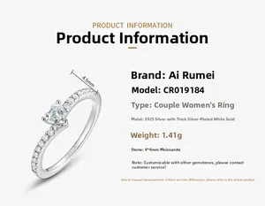 Profil technique de la bague en argent S925 avec pierre moissanite de 4mm en forme de cœur