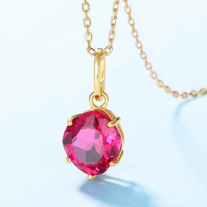 Minimalist 925 sterling silver necklace featuring a cushion-cut red corundum pendant