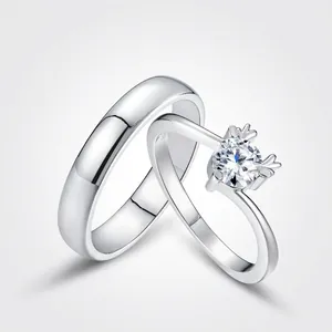 Bagues de Couple en Argent Sterling 925 Moissanite Design Bois de Cerf Bague Ajustable pour Hommes et Femmes Bijoux de Mode Cadeau Romantique