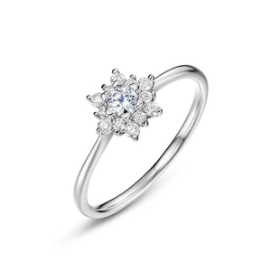 Elegant S925 sterling silver snowflake ring with moissanite stones on a white background