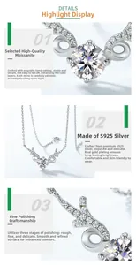 Detailed macro view of S925 sterling silver reindeer necklace with Moissanite stones