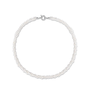 Elegant multi-strand pearl twist necklace with silver OT buckle in luxury style