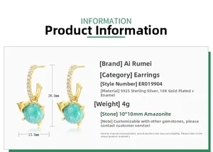 Detailed view of S925 silver dolphin earrings featuring 10mm round blue amazonite stones