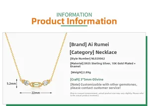 Detailed technical specifications for S925 silver necklace with peridot pendant