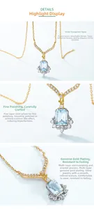 Macro details of blue topaz pendant with diamond halo and polished 925 silver finish