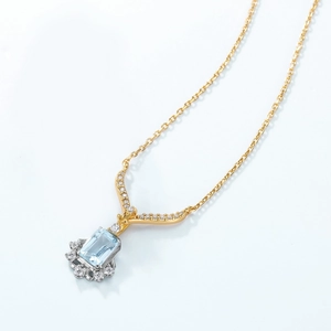 Retro 925 silver gold-plated necklace with sky blue topaz pendant and crystal accents