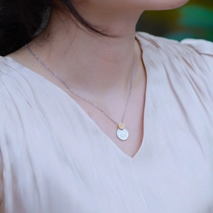 Victoria style S925 sterling silver necklace with dual gold and silver coin pendants