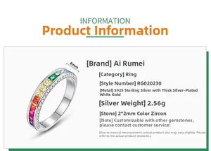 Macro detail of S925 silver ring featuring gradient rainbow square cubic zirconia