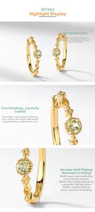 Macro detail of olive peridot silver earrings with beaded texture and gold plating