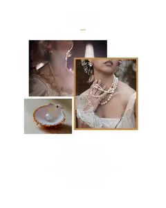 Détail d'un collier de perles en argent S925 avec pendentif étoile de mer et boucles d'oreilles