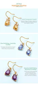 Détails de cristaux colorés en forme de larme avec artisanat en argent plaqué or