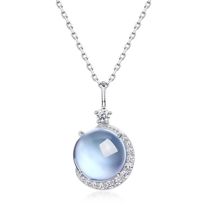 Pendentif topaze bleu ciel en argent 925 avec un design de croissant de lune élégant