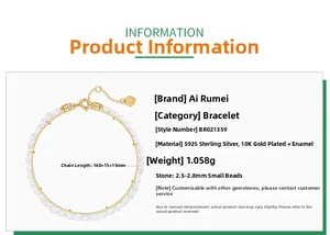 Detailed view of double-layer S925 silver 10K gold bracelet with 2.5mm seed pearls
