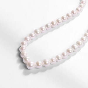 Collier en argent 925 avec perles naturelles de 7-8mm aux reflets rosés doux