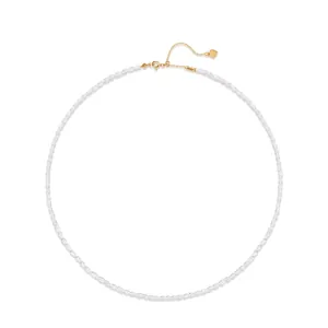 Collana in Argento Sterling 925 Con Perle d'Acqua Dolce per Donna Girocollo Minimalista Con Perle a Riso e Ciondolo a Cuore Placcato Oro
