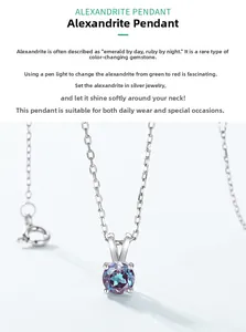 Macro shot of S925 sterling silver rabbit necklace with color-changing alexandrite stone