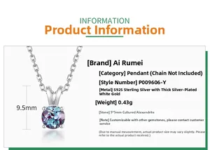 Detailed specs of S925 silver rabbit necklace with 5mm lab-grown alexandrite stone