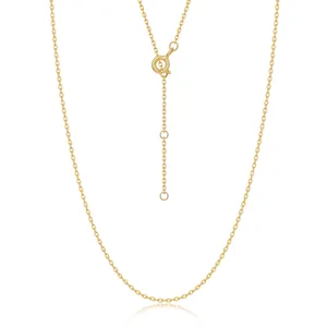 Collier en Argent Sterling 925 pour Femme Chaîne à Maillons Minimaliste Plaquée Or Longueur Réglable Bijoux de Mode Accessoire