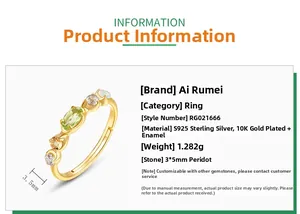 Detailed specs of S925 silver ring with 3x5mm peridot and 1.282g weight details