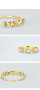 Macro view of peridot ring with gold plating over S925 sterling silver band