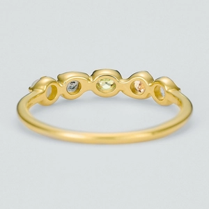 Minimalist S925 silver ring with five peridot and colorful stones in matte gold