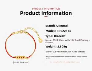 Detailed view of the S925 silver snake charm with black zircon eyes on a red braided cord