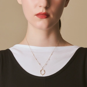 Vintage S925 silver necklace with freshwater pearl and labradorite frame pendant