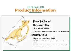 Détails de la bague en argent S925 doré brossé avec des accents en zircone cubique