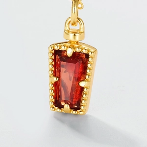 Collier flacon de parfum rétro en argent S925 avec pendentif grenat rouge et chaîne dorée