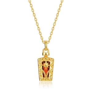 Collier flacon de parfum vintage en argent S925 avec pendentif en grenat rouge