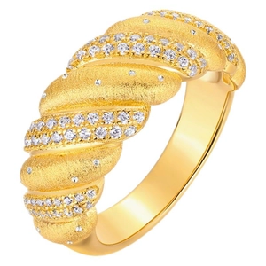 Bague torsadée plaquée or pour femme avec pavé de pierres en zircone cubique