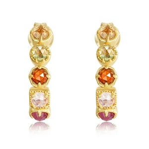 S925 sterling silver drop earrings with multi-color citrine and peridot crystals
