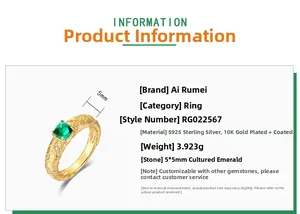 Fiche technique de la bague en argent S925 avec émeraude et texture tressée