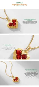 Detail of heart garnet pendant featuring brushed gold texture and S925 silver chain