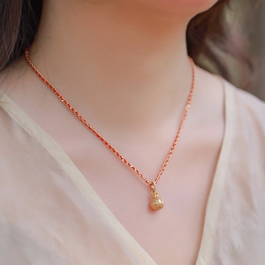 Vintage S925 silver lucky bag pendant necklace with red hand-woven cord and gold finish