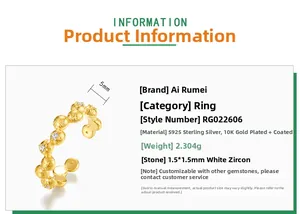 Detailed specs of S925 silver 10K gold ring with 1.5mm white zircon and 5mm band