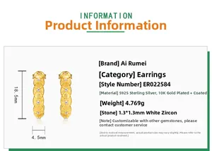 Detail specifications of gold-plated S925 silver stud earrings with cubic zirconia