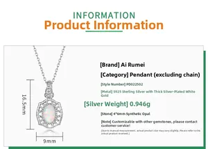 Detailed specifications of S925 silver vintage hollow opal pendant with product dimensions