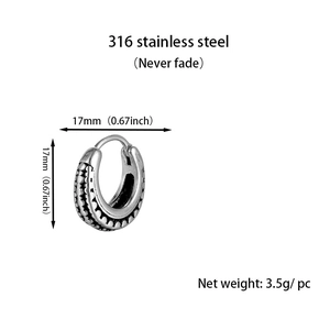 Details von Vintage 316L Edelstahl Ohrringen mit 17mm Durchmesser und 3,5g Gewicht