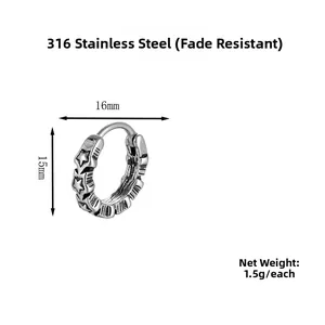 Detailansicht der 316 Edelstahl Stern-Ohrring mit Abmessungen von 15mm mal 16mm