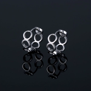 Boucles d'Oreilles Huggie Minimalistes en Acier Inoxydable Géométrique Cercle Évidé Pour Femmes Hommes Bijoux Unisexe Cadeau