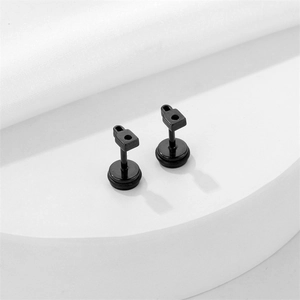 Boucles d'oreilles cadenas minimalistes en acier inoxydable noir mat pour hommes