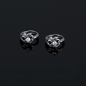 Boucles d'Oreilles Créoles Vintage en Acier au Titane avec Strass pour Hommes Femmes Couleur Argent Cœur Gothique Bijoux de Mode