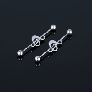Treble Clef Musical Note Stainless Steel Industrial Barbell Cartilage Stud Earring For Women Men Punk Music Jewelry